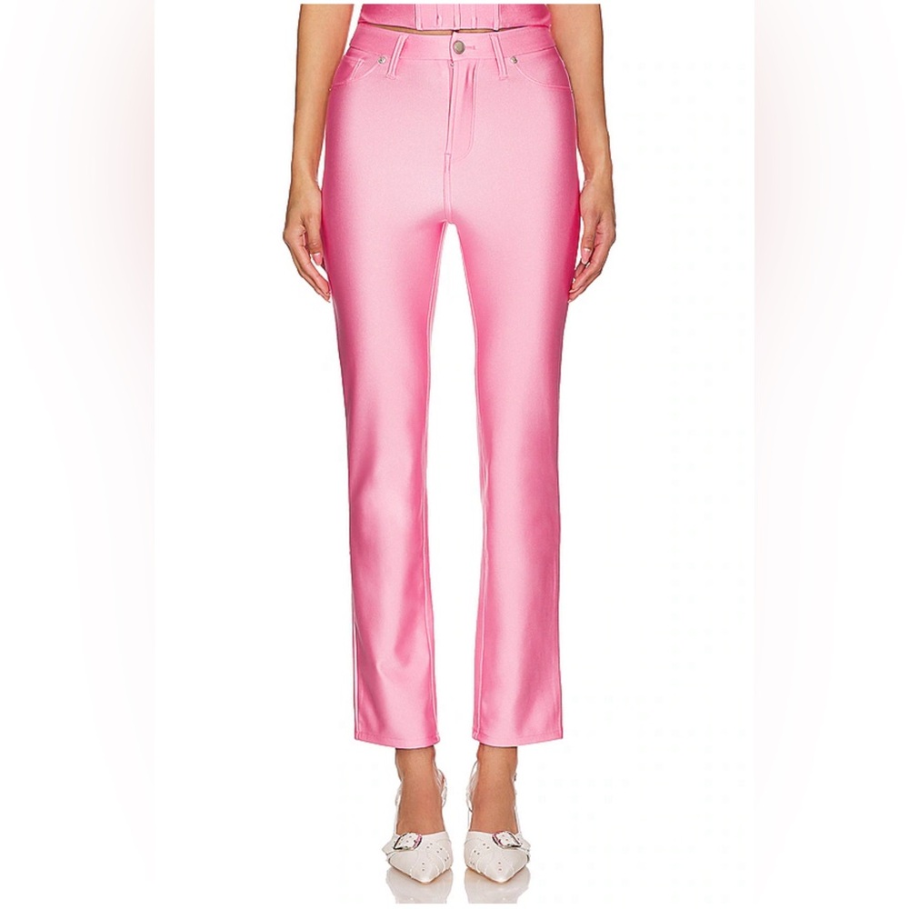 Good American Compression Shine Straight Pant in Sorority Pink003